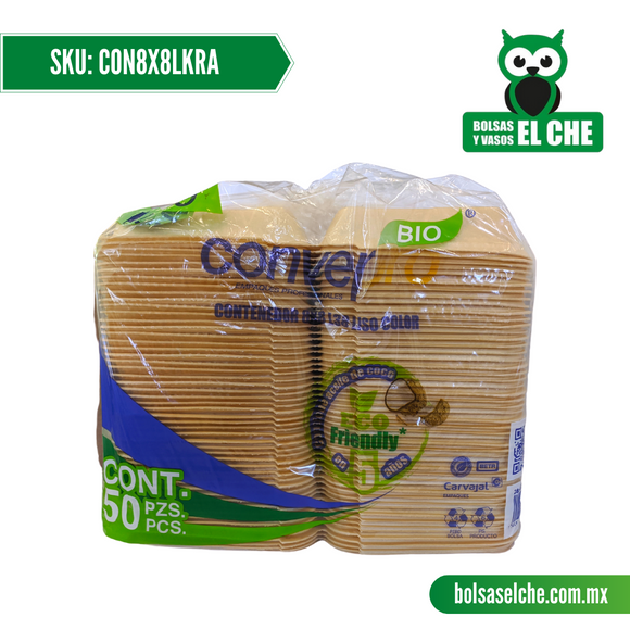 COD: CON8X8LKRA - CONTENEDOR BIODEGRADABLE LISO - MEDIDA 8CM X 8CM - MARCA CONVERMEX - PAQ. CON 50 PZAS