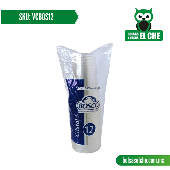 COD: VCBOS12 - VASO TRANSPARENTE DE 12 ONZAS - CRISTAL BOSCO - PAQUETE: 20 PZAS