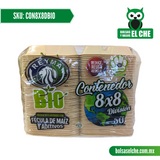 COD: CON8X8DBIO - CONTENEDOR BIODEGRADABLE CON DIVISION - MEDIDA 8CM X 8CM - MARCA REYMA - PAQ. CON 50 PZAS.