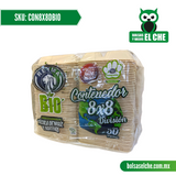 COD: CON8X8DBIO - CONTENEDOR BIODEGRADABLE CON DIVISION - MEDIDA 8CM X 8CM - MARCA REYMA - PAQ. CON 50 PZAS.