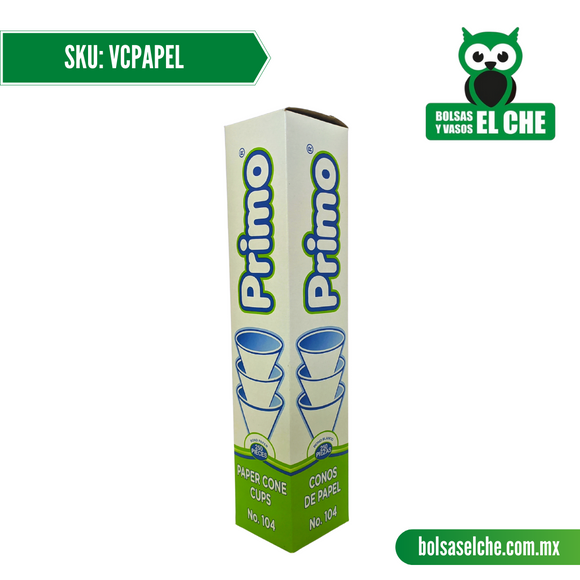 COD: VCPAPEL - VASO DE PAPEL - TIPO CONICO PARA DESPACHADORES DE AGUA - COLOR BLANCO - PAQ. CON 250 PZAS.