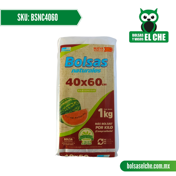 COD: BSNC4060 - BOLSA SUELTA NATURAL - 40CM X 60CM - CALIBRE 125 - CONT. 1 KG