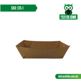 COD: C15-1 - CHAROLA - CARTON - COLOR CAFÉ No.1 MEDIDAS 11CM X 7CM X 5CM - PAQ. CON 25 PZAS