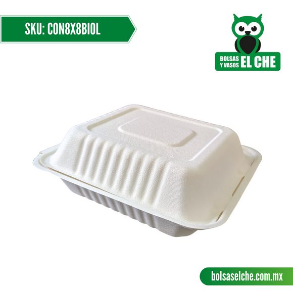 COD: CON8X8BIOL - CONTENEDOR BIODEGRADABLE LISO - MEDIDA 8CM X 8CM - CONVERMEX - GABAZO DE CAÑA - PAQ. CON 25 PZS