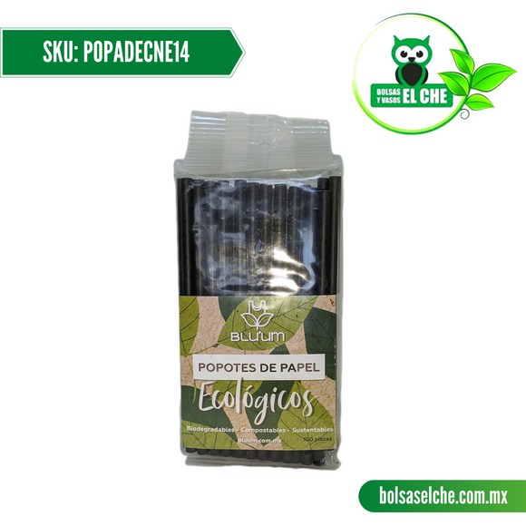 COD:POPADECNE14 - POPOTE DE PAPEL DECORADO COLOR NEGRO 14CM / 6 MM