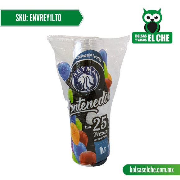 COD: ENVREY1LTO - ENVASE CAPACIDAD DE 1 LITRO PP - REYMA - PAQUETE: 25 PZAS