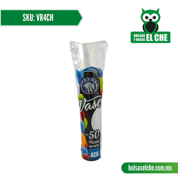 COD: VR4CH - VASO TRANSPARENTE No. 4 CH - REYMA - PAQUETE: 50 PZAS