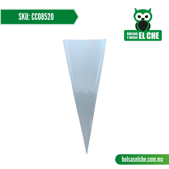 COD: CCO8520 - CELOFAN TIPO CONO 8.5 CM X 20 CM LISO - PAQ. CON 100 PZS