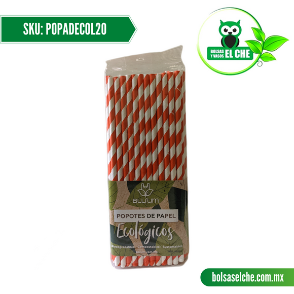 COD:POPADECOL20 - POPOTE DE PAPEL DECORADO COLOR 20 CM / 6 MM