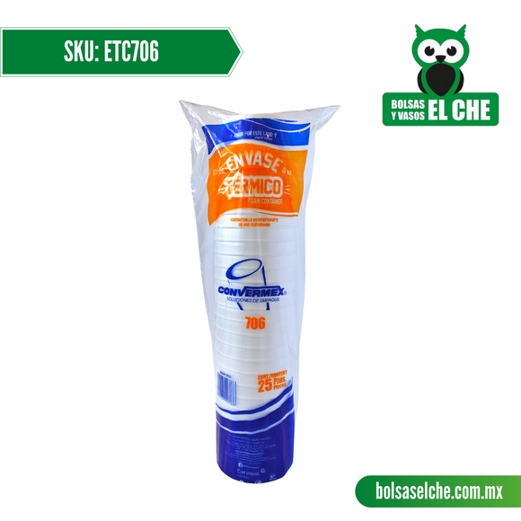 COD: ETC706 - ENVASE TERMICO No. 706 - CONVERMEX - PAQUETE: 25 PZAS