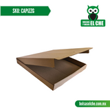 COD: CAPIZZG - CAJA PARA PIZZA GRANDE CORRUGADO CON IMPRESIONES - DIAMETRO 15 PULGADAS - CARTON - COLOR CAFÉ