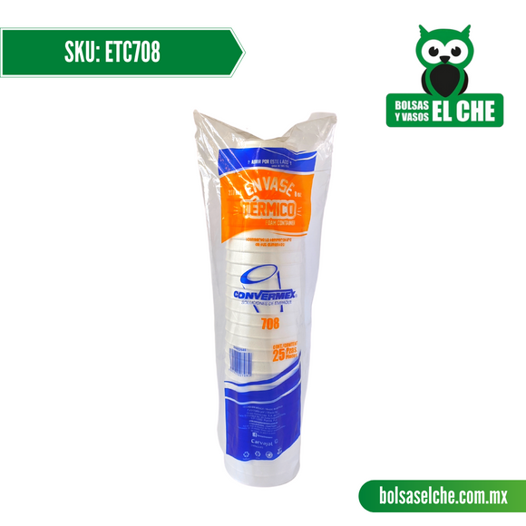 COD: ETC708 - ENVASE TERMICO No. 708 - CONVERMEX - PAQUETE: 25 PZAS
