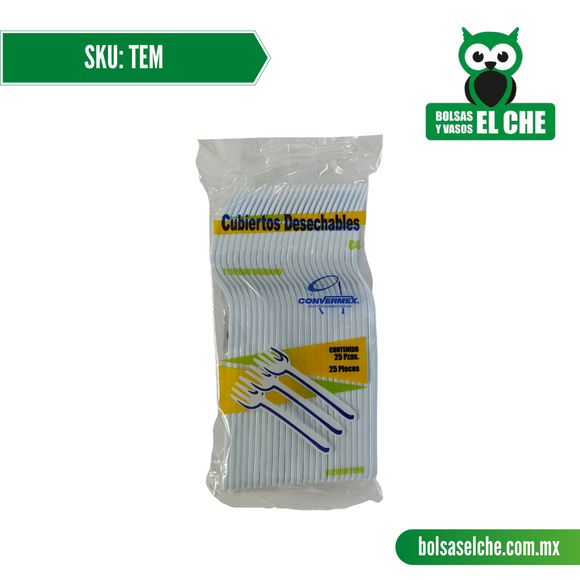 COD: TEM - TENEDOR MEDIANO - PAQ. CON 25 PZAS.