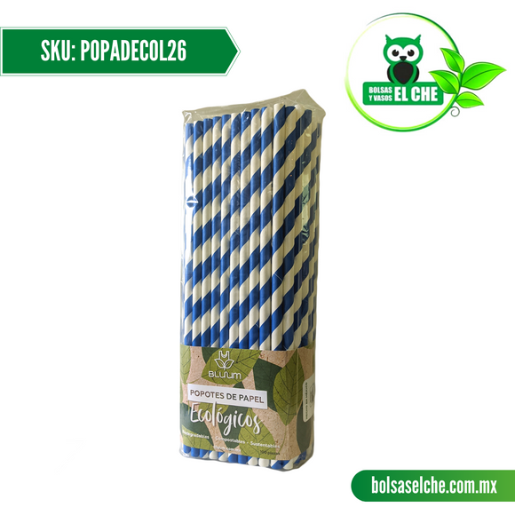 COD:POPADECOL26 - POPOTE DE PAPEL DECORADO COLOR 26 CM / 8 MM