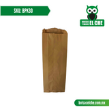 COD: BPK30 - BOLSA DE PAPEL COLOR CAFÉ KRAFT N. 30 - PAQ. CON 100 PZAS