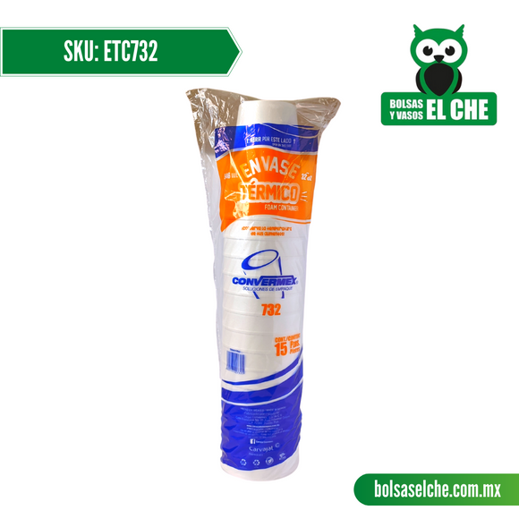 COD: ETC732 - ENVASE TERMICO No. 732 - CONVERMEX - PAQUETE: 25 PZAS