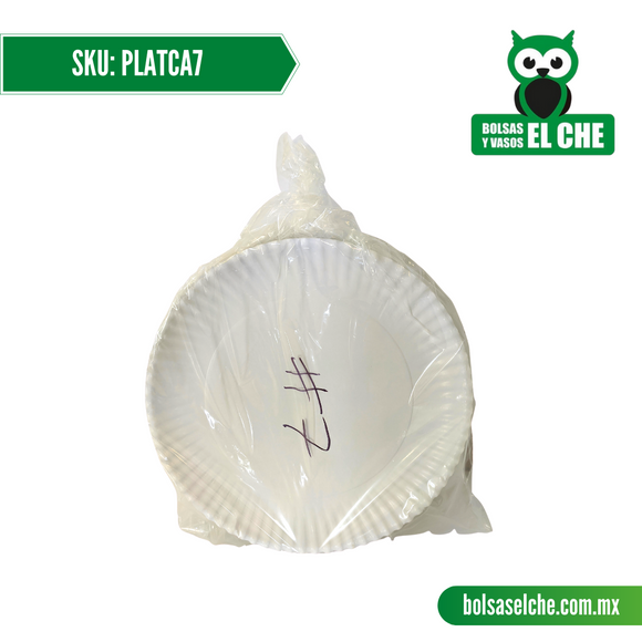 COD: PLATCA7 - PLATO DE CARTON No. 7 - DIAMETRO: 34CM - PAQ. CON 50 PZAS