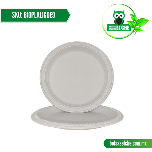 COD:BIOPLALIGDE9 - PLATO GRANDE BIODEGRADABLE LISO No. 9