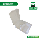 COD: CON8X8BIOD - CONTENEDOR BIODEGRADABLE CON DIVISIÓN - MEDIDA 8CM X 8CM - CONVERMEX - GABAZO DE CAÑA - - PAQ. CON 25 PZS