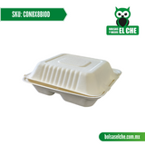 COD: CON8X8BIOD - CONTENEDOR BIODEGRADABLE CON DIVISIÓN - MEDIDA 8CM X 8CM - CONVERMEX - GABAZO DE CAÑA - - PAQ. CON 25 PZS