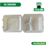 COD: CON8X8BIOD - CONTENEDOR BIODEGRADABLE CON DIVISIÓN - MEDIDA 8CM X 8CM - CONVERMEX - GABAZO DE CAÑA - - PAQ. CON 25 PZS