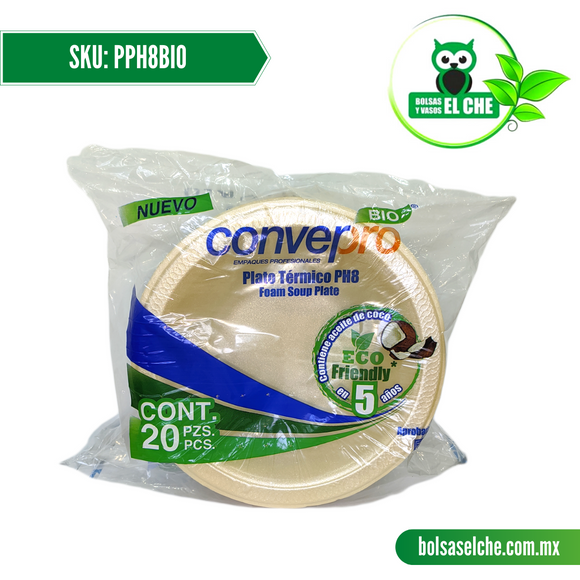 COD:PPH8BIO - PLATO TÉRMICO COLOR BEIGE - BIODEGRADABLE
